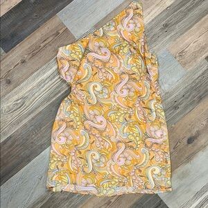 hippie One Shoulder Paisley Dress
